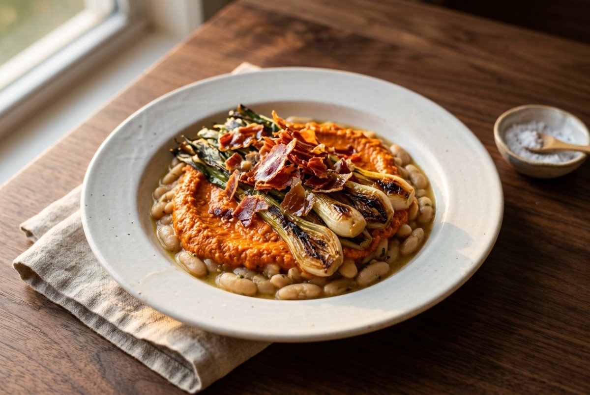 Scallions & romesco